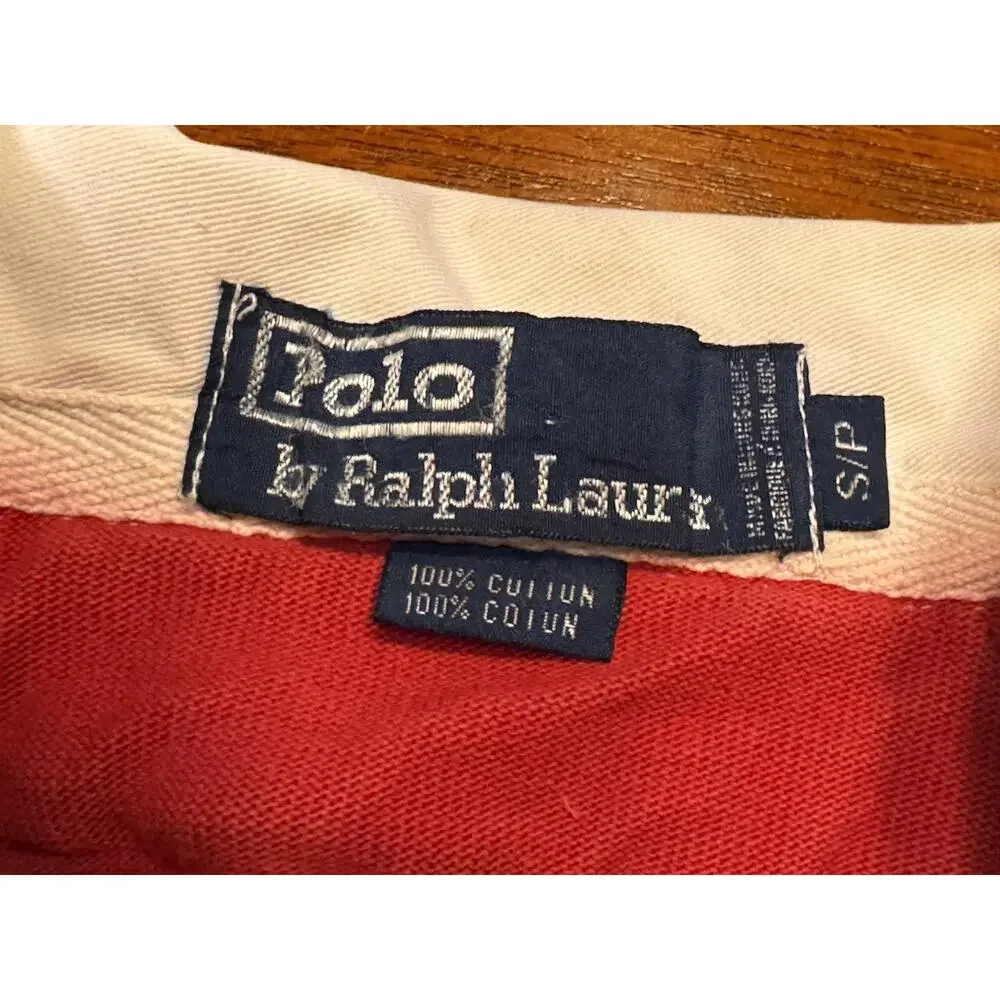 Small Vintage Polo By Ralph Lauren Padded Rugby Shirt Embroidered Crest Repaired